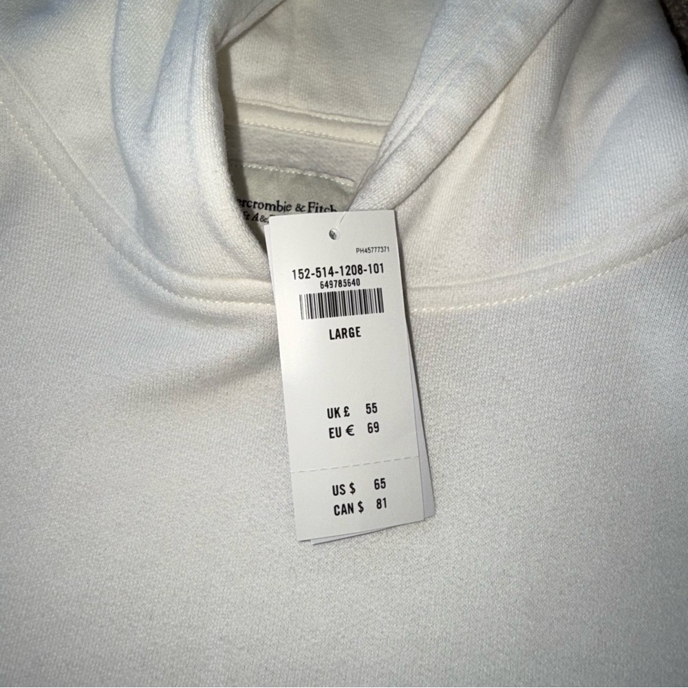 Abercrombie & Fitch - Soft AF White Hoodie - Large, NWT - Picture 2 of 4